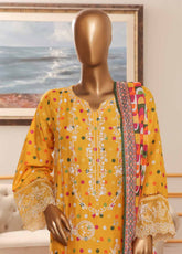 Bin Saeed Fabric - NSM-0104-EMB R-64-3 Piece Chikankari Stitched Suit